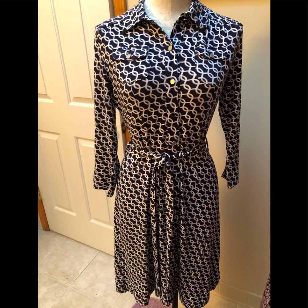 Banana Republic blue chain link print dress